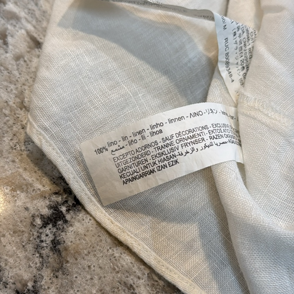 Zara | Off the Shoulder Linen Bell Sleeve Blouse in White Size M Medium - Picture 9 of 11